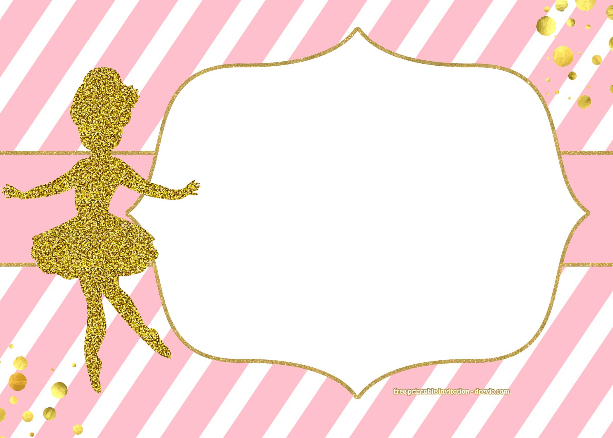 FREE Golden Ballerina Birthday Invitation Templates Download Hundreds 