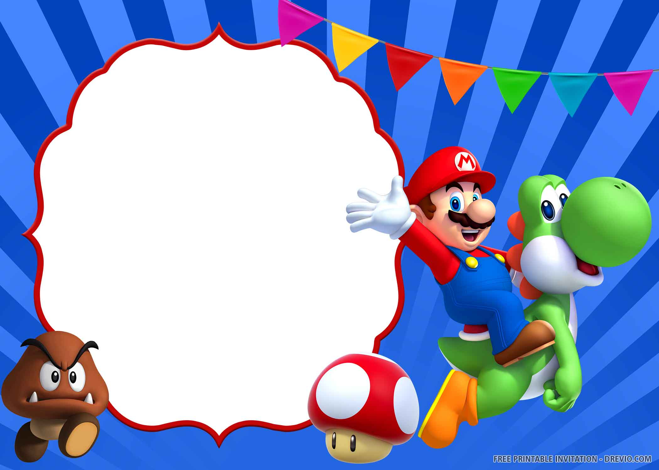 Free Mario Birthday Invitation Template PRINTABLE TEMPLATES