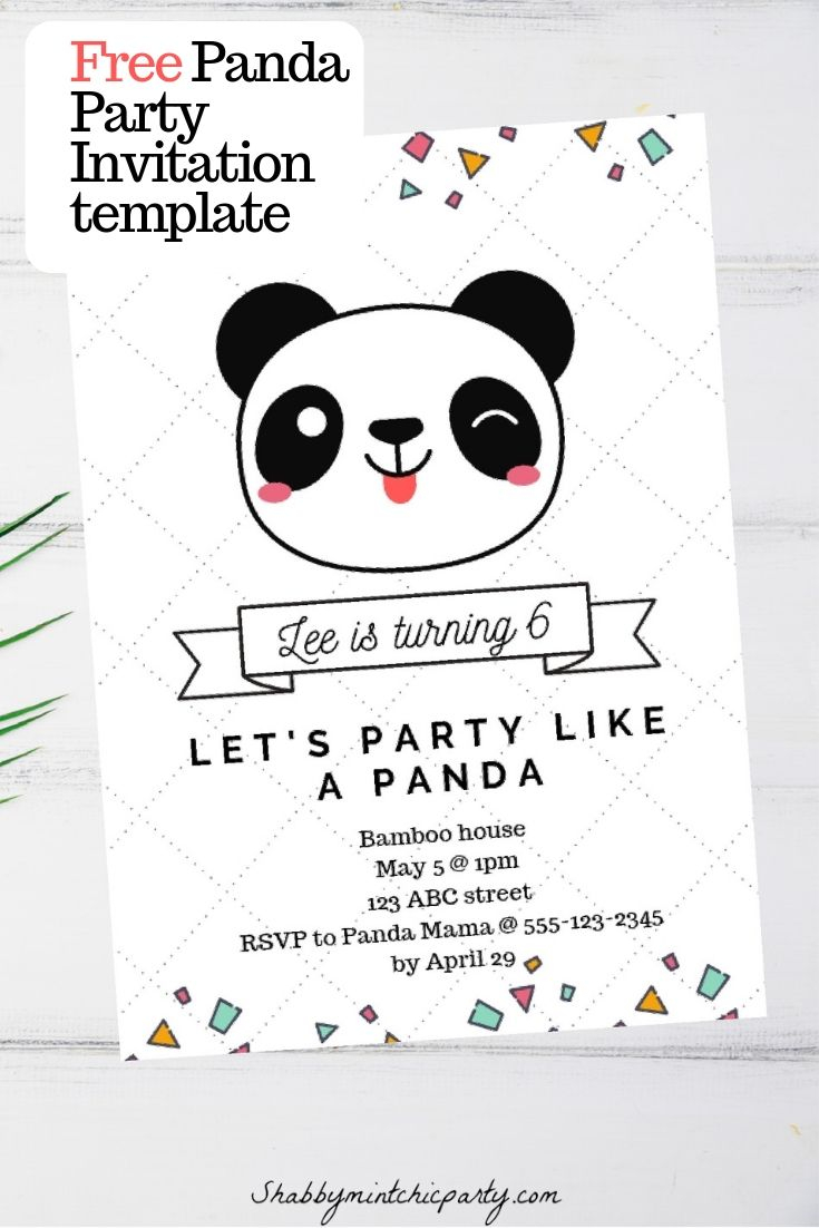 Free Panda Party Invitation Template Video Tutorial Panda Themed 