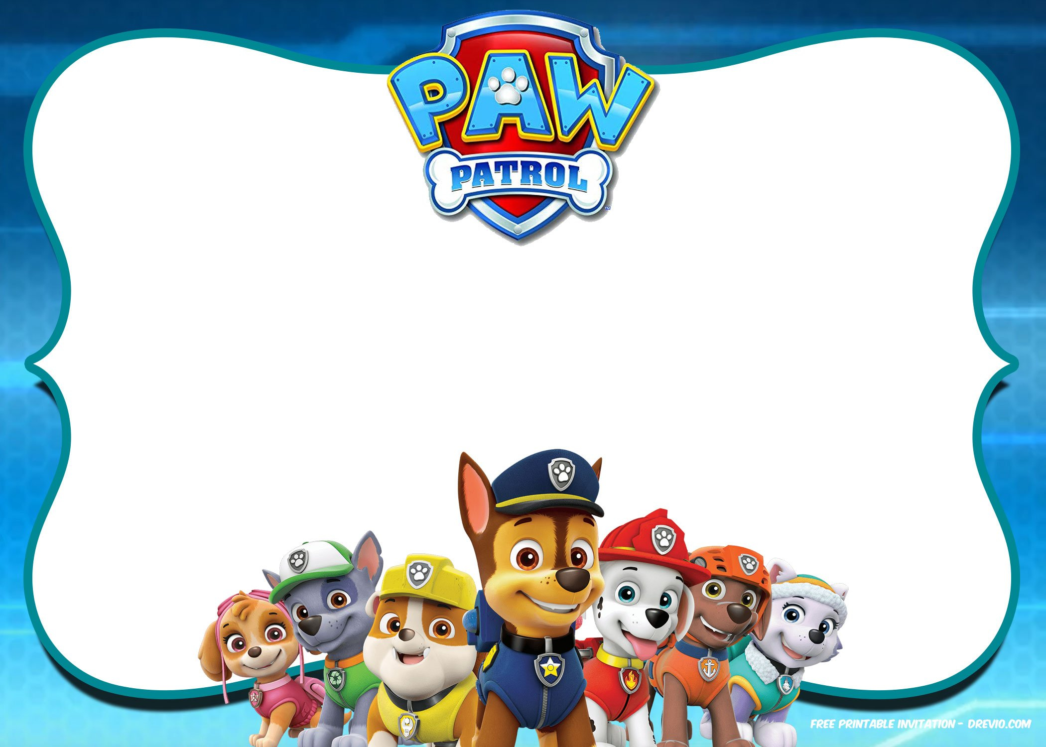 FREE Paw Patrol Birthday Invitation Templates For Teen Download