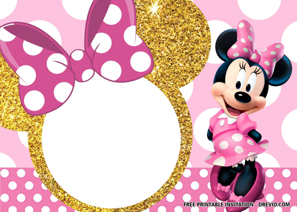 FREE Pink And Gold Minnie Mouse Invitation Templates FREE Printable 