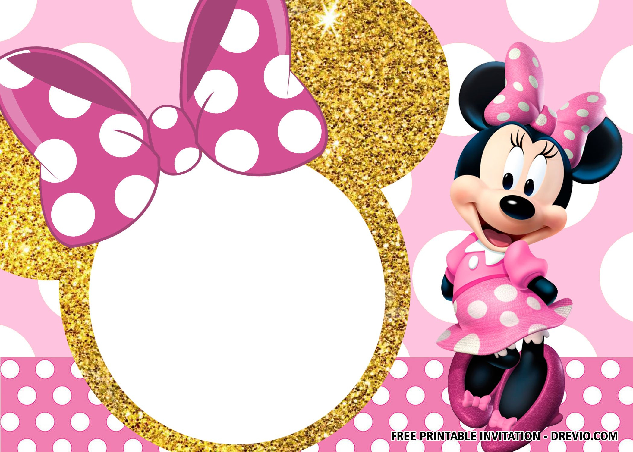 FREE Pink And Gold Minnie Mouse Invitation Templates FREE Printable