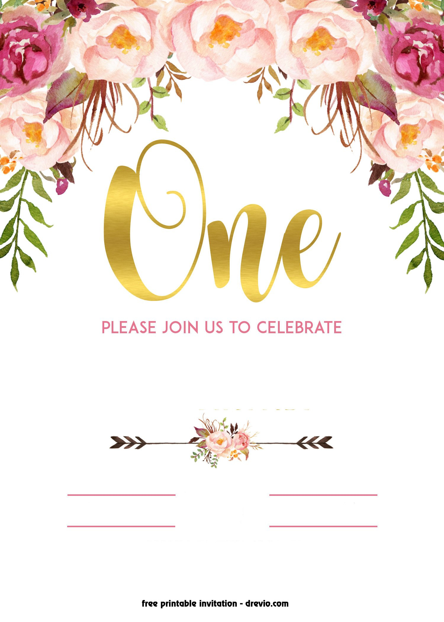 FREE Printable 1st Birthday Invitation Vintage Style FREE