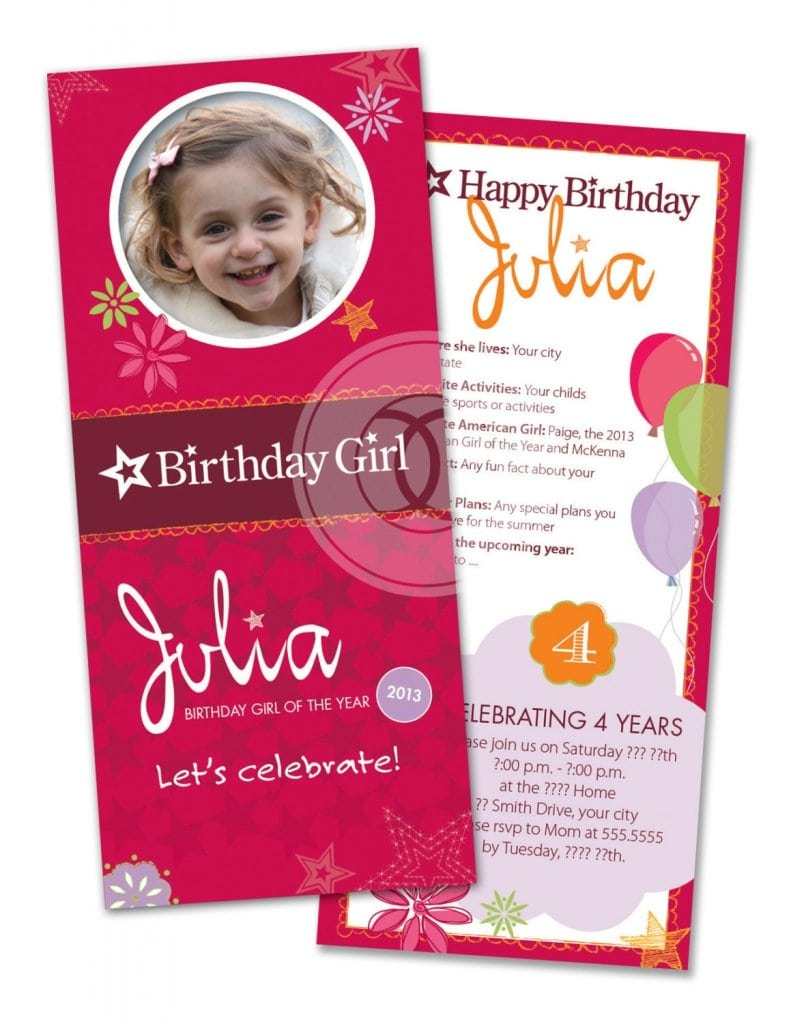 Free Printable American Girl Birthday Invitations