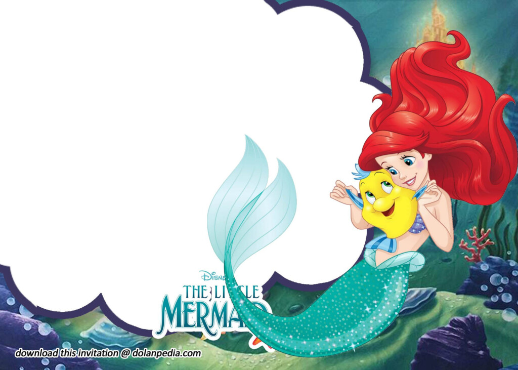 Free Printable Ariel The Little Mermaid Birthday Invitation Templates 