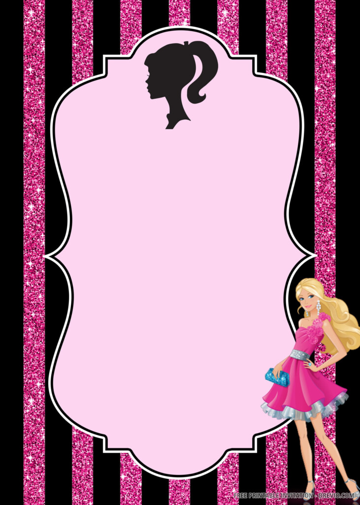  FREE PRINTABLE Barbie Birthday Invitation Template Download 