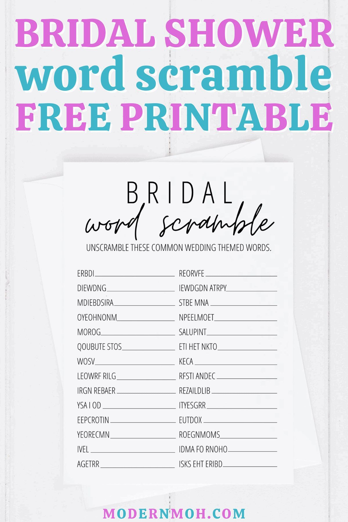 Free Printable Bridal Shower Word Scramble Printable Word Searches