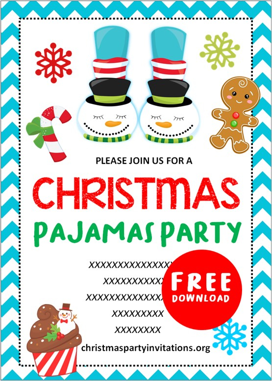 Free Printable Christmas Pajama Party Invitations Templates 2020