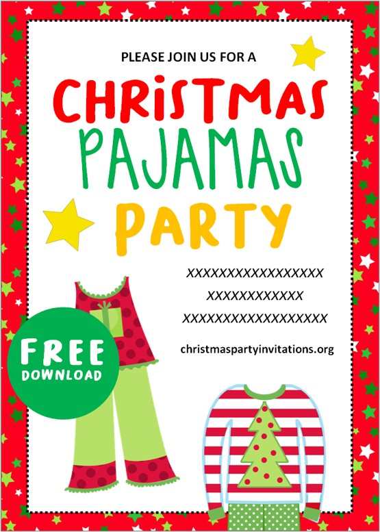 Free Printable Christmas Pajama Party Invitations Templates 2020