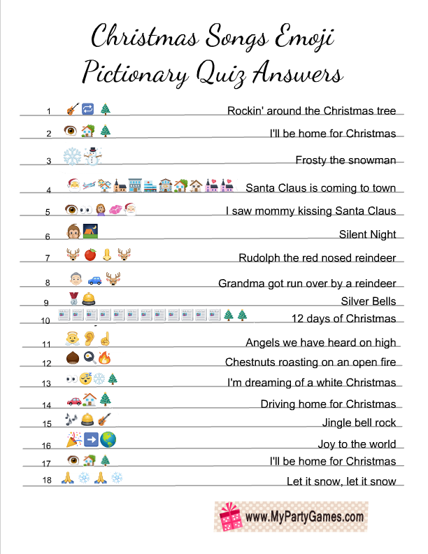 Free Printable Christmas Songs Emoji Pictionary Ratespiel Blogger