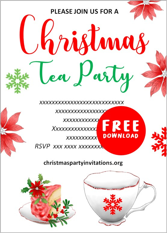 Free Printable Christmas Tea Party Invitations Templates