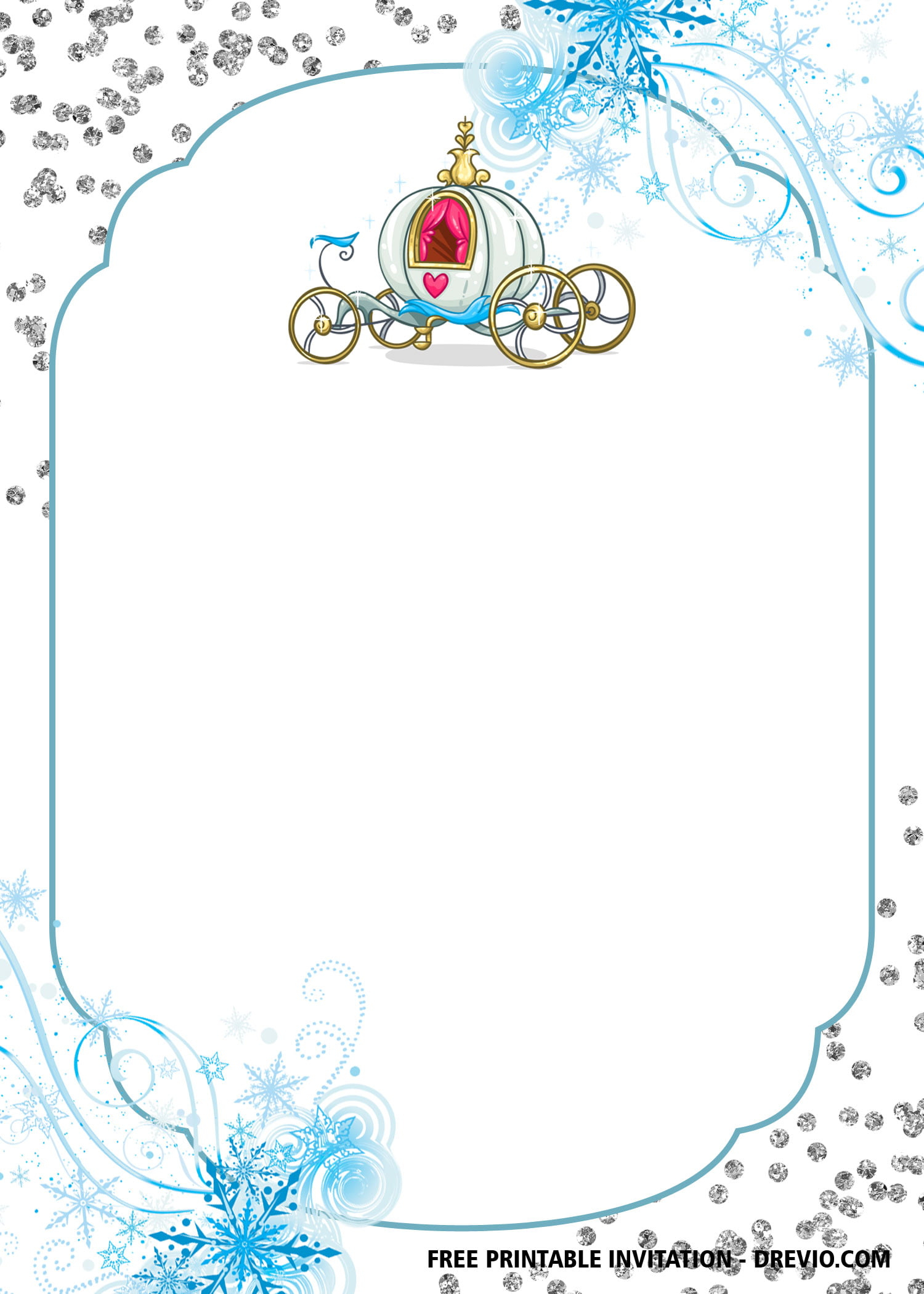 FREE Printable Cinderella Chariot Disney Invitation Templates