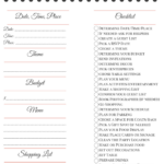 Free Printable Easy Event Ideas Party Planning Checklist Party