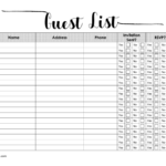 Free Printable Guest List Template Printable World Holiday