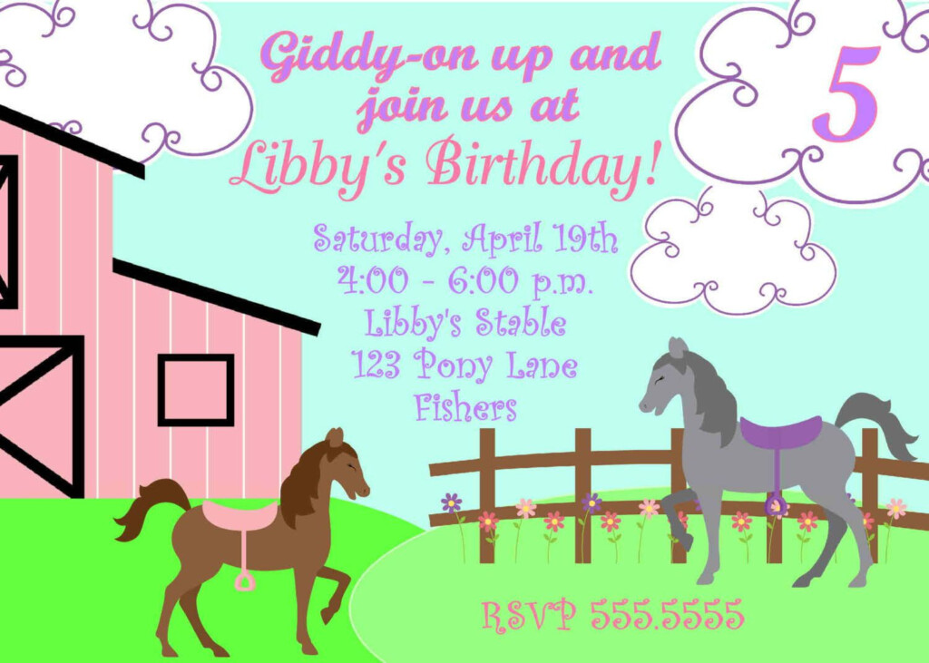 Free Printable Horse Themed Birthday Party Invitations