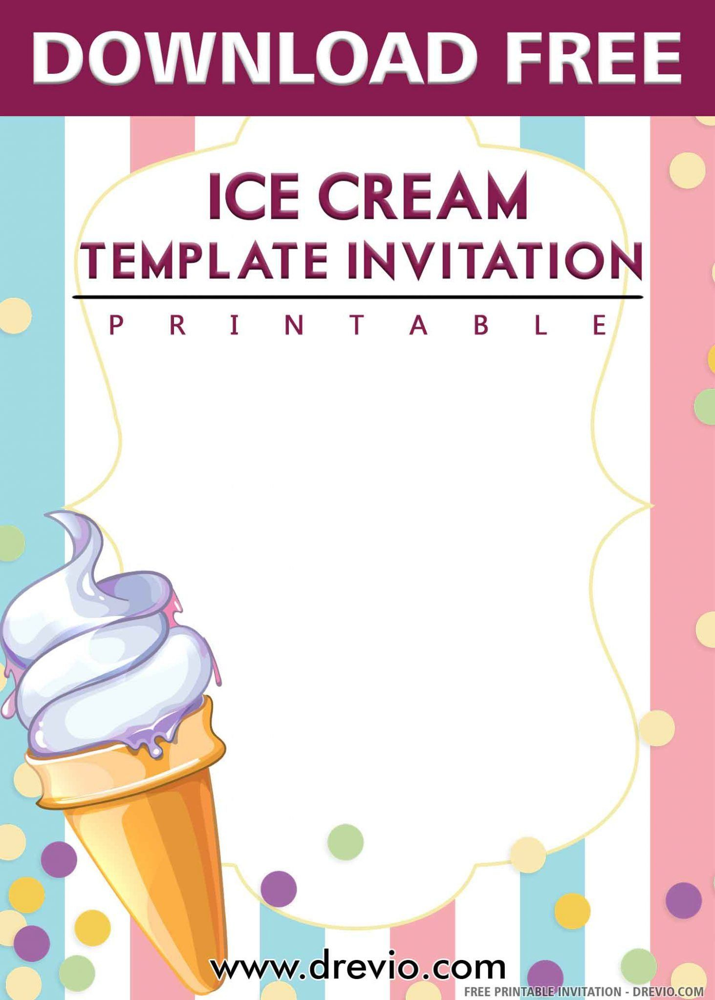 FREE PRINTABLE Ice Cream Birthday Invitation Templates Ice Cream