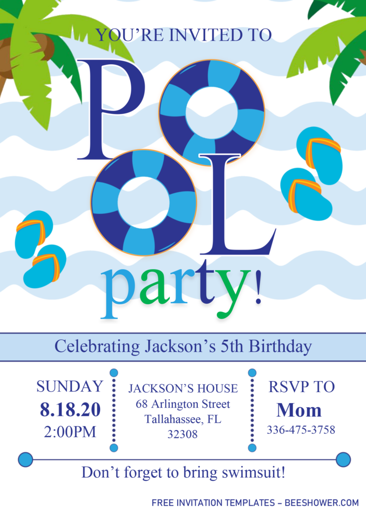 Free Printable Pool Party Invitations Template Printable Templates