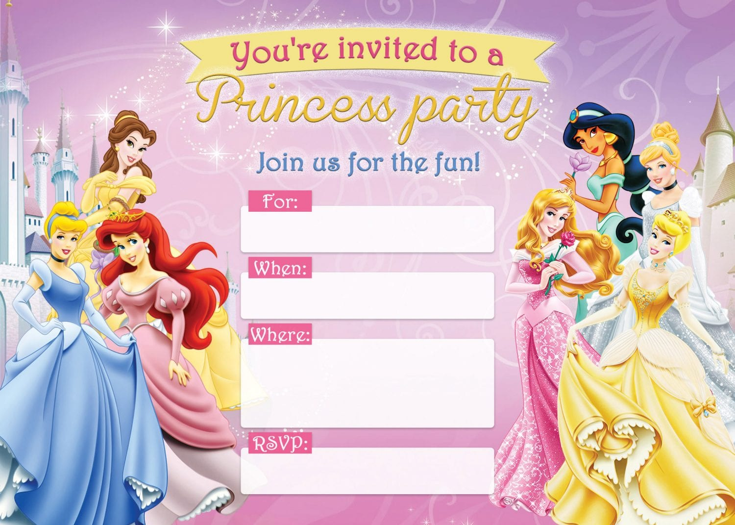 Free Printable Princess Birthday Invitation Templates