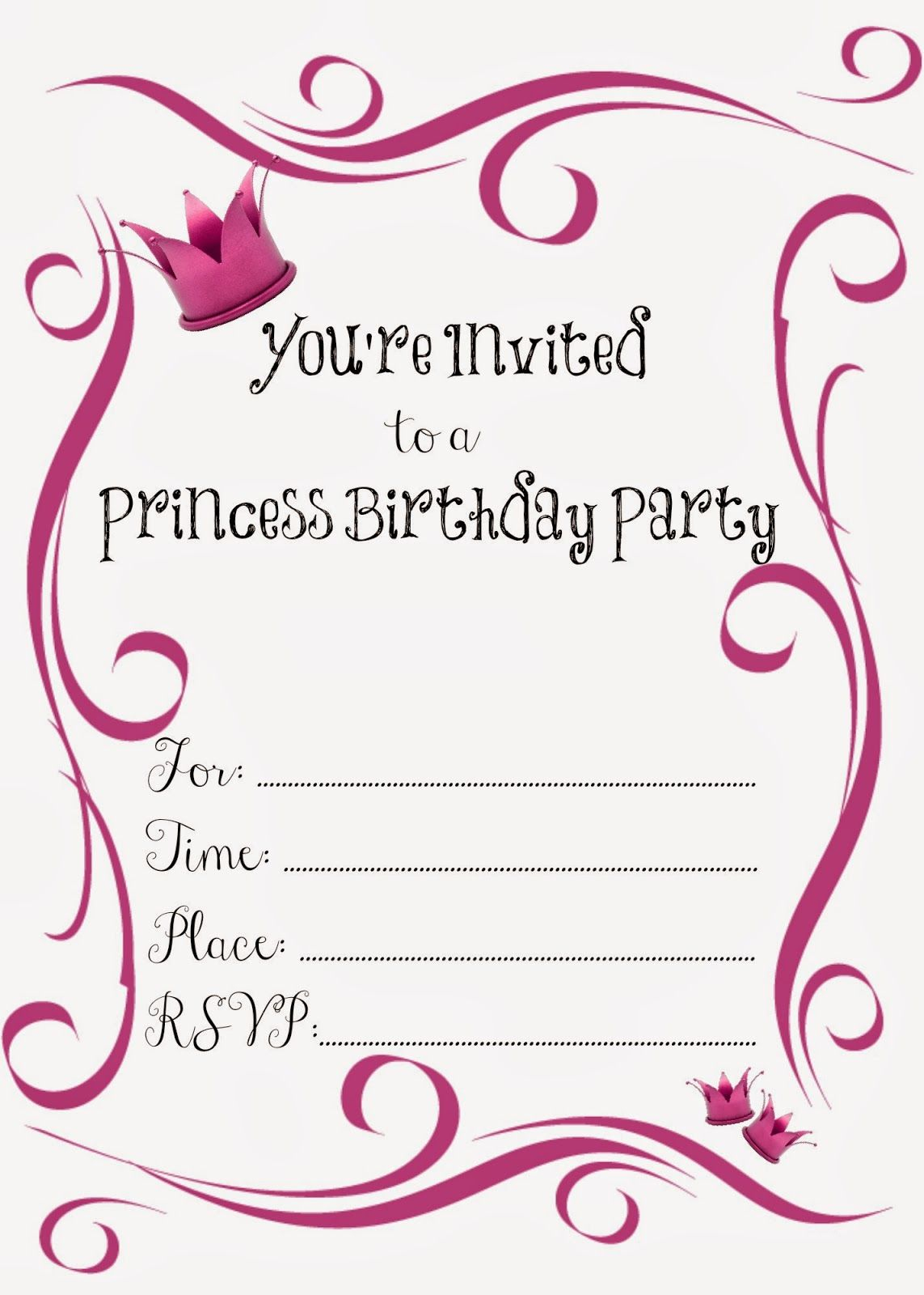 Free Printable Princess Birthday Party Invitations fre Birthday 