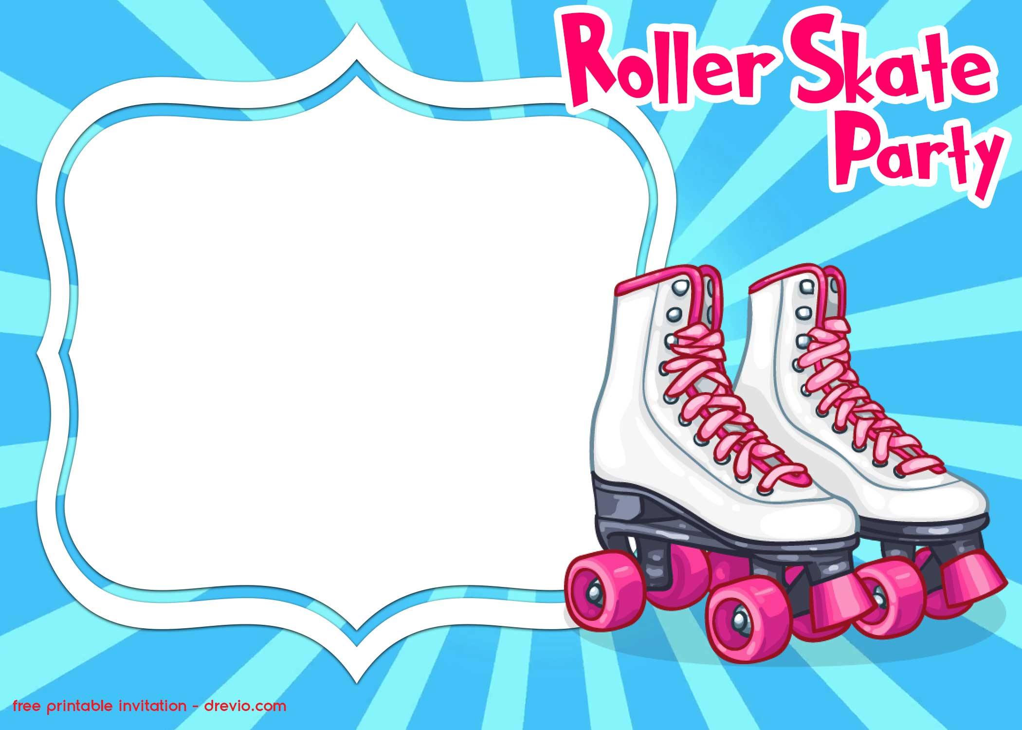 FREE Printable Roller Skating Invitation Template Download Hundreds 