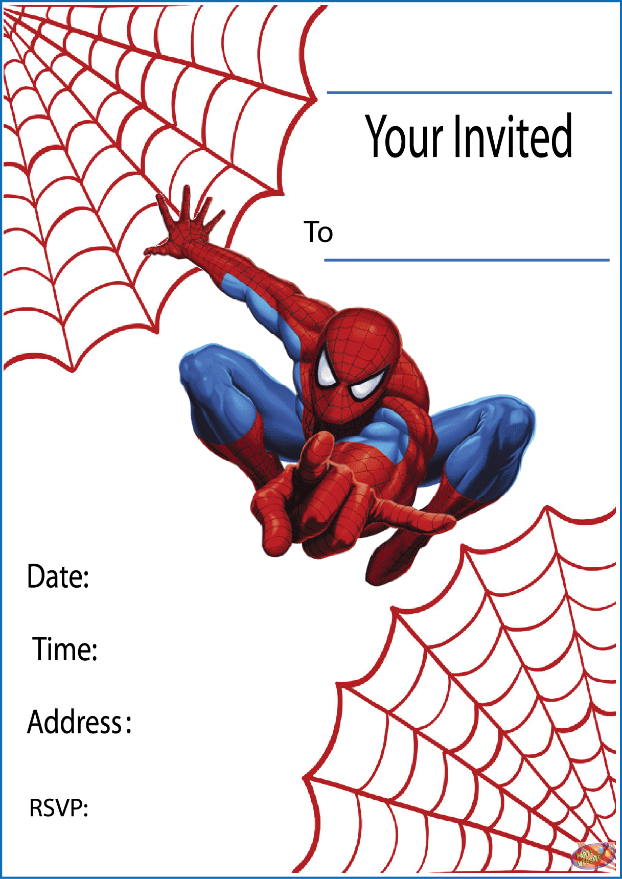 Free Printable Spiderman Party Invitations On Www thepartywebsite 