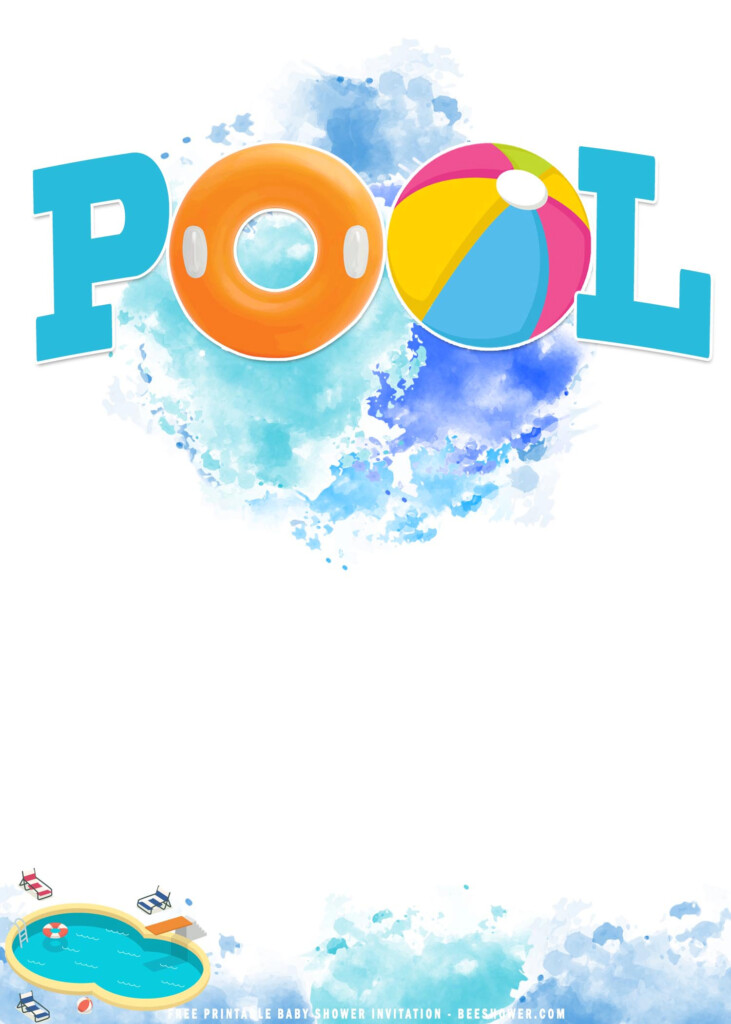  FREE Printable Summer Pool Birthday Party Invitation Templates 