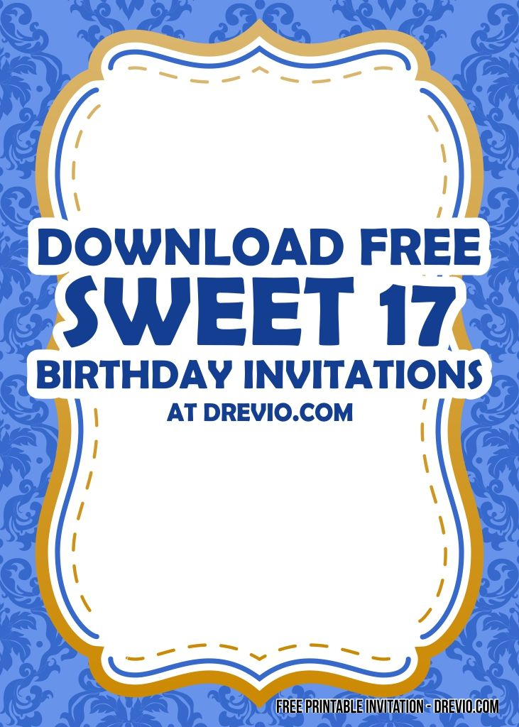 FREE Printable Sweet 17th Birthday Invitation Templates