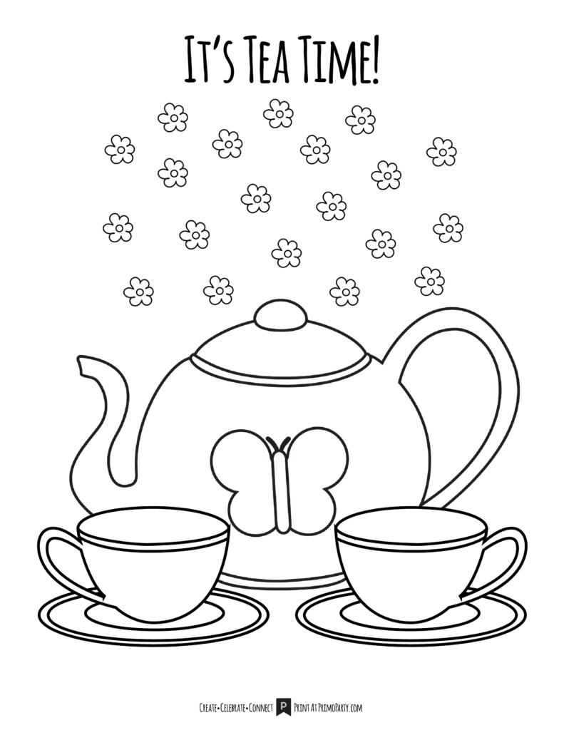 Free Printable Tea Party Coloring Pages Printable Templates