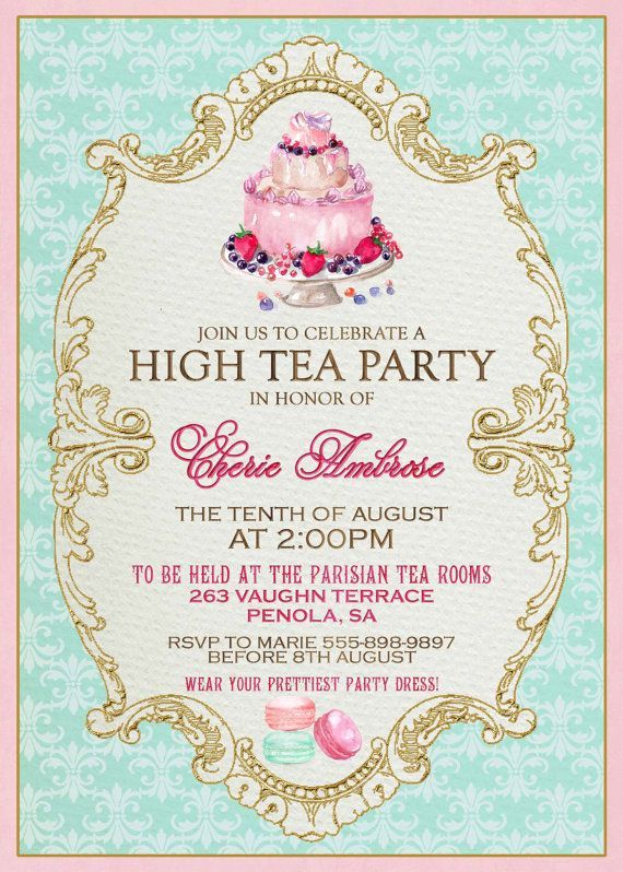 Free Printable Tea Party Invitation Templates 2016 High Tea 