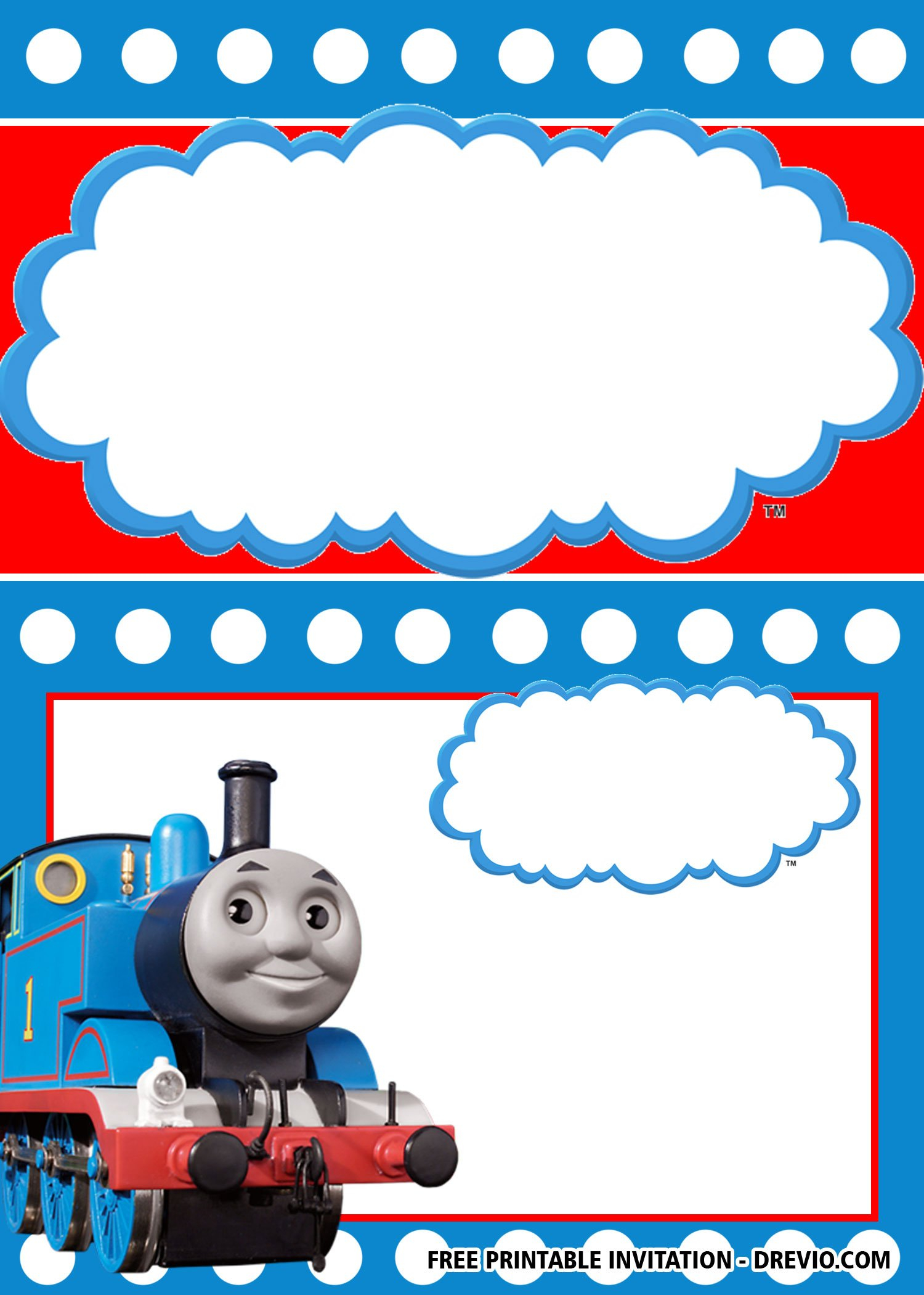 FREE Printable Thomas The Train Invitation Templates Download 