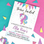 Free Printable Unicorn Party Invitations Template Birthday Party