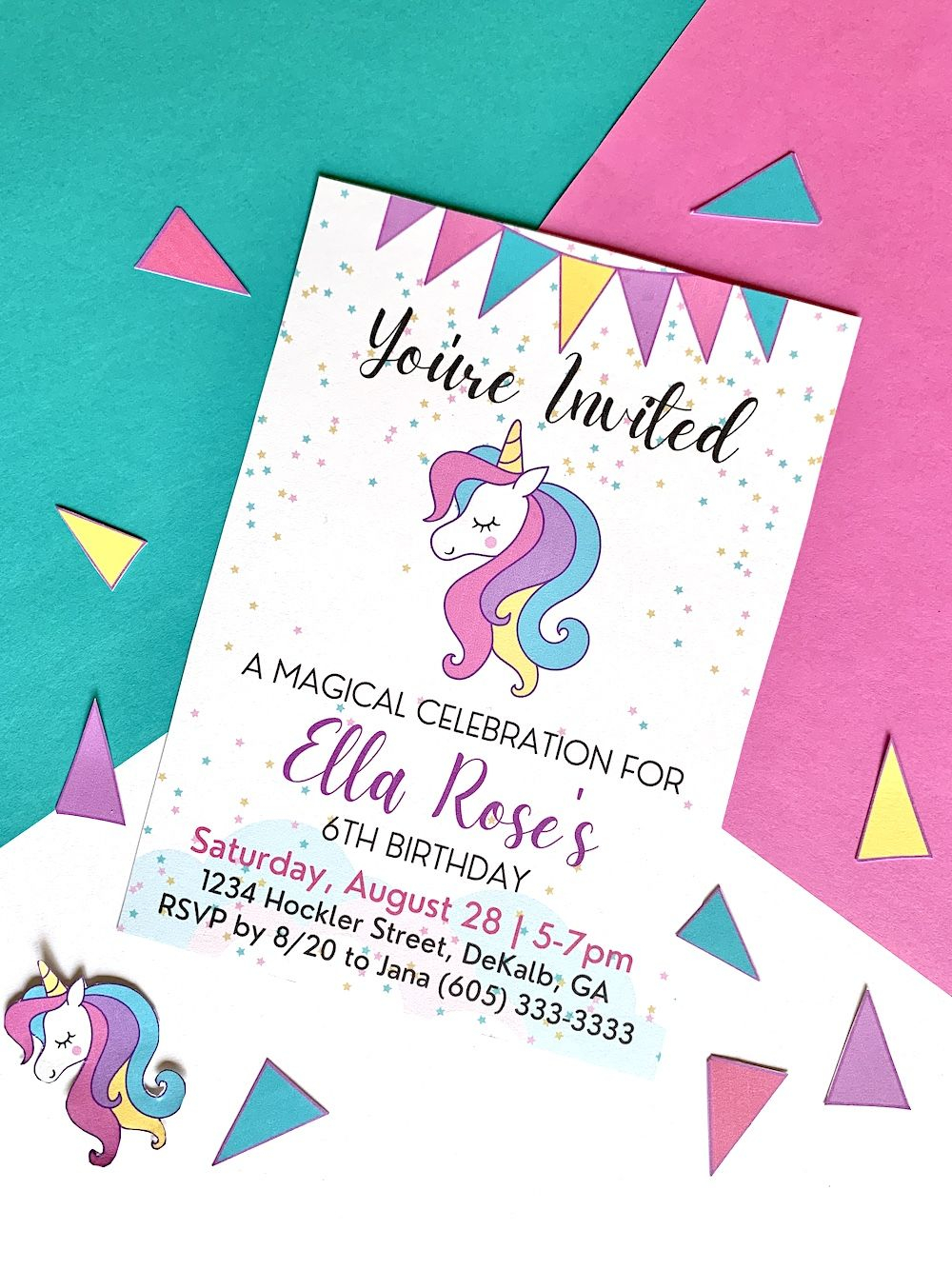 Free Printable Unicorn Party Invitations Template Birthday Party 