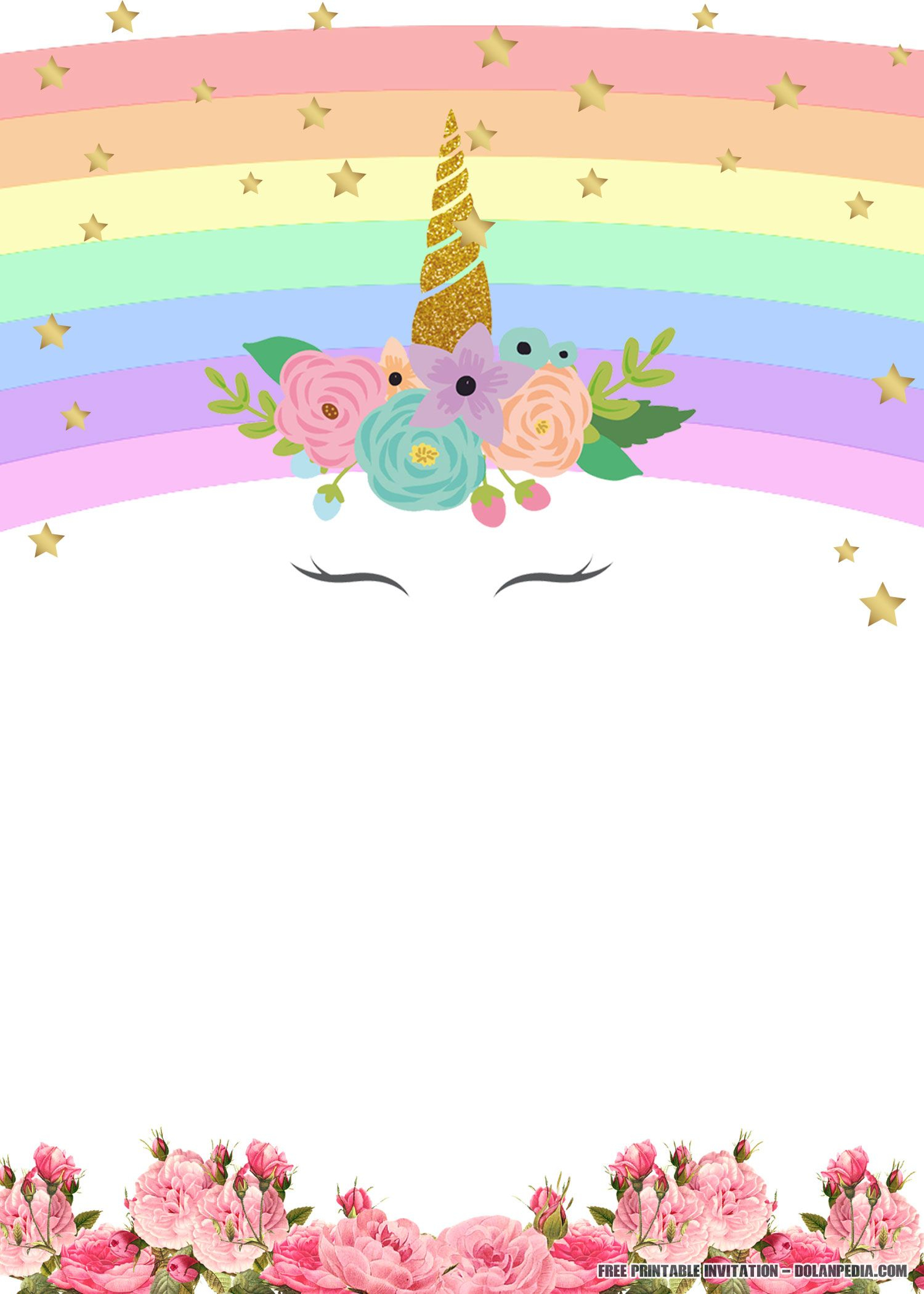 FREE Printable Unicorn Rainbow Invitation Template Printable Unicorn