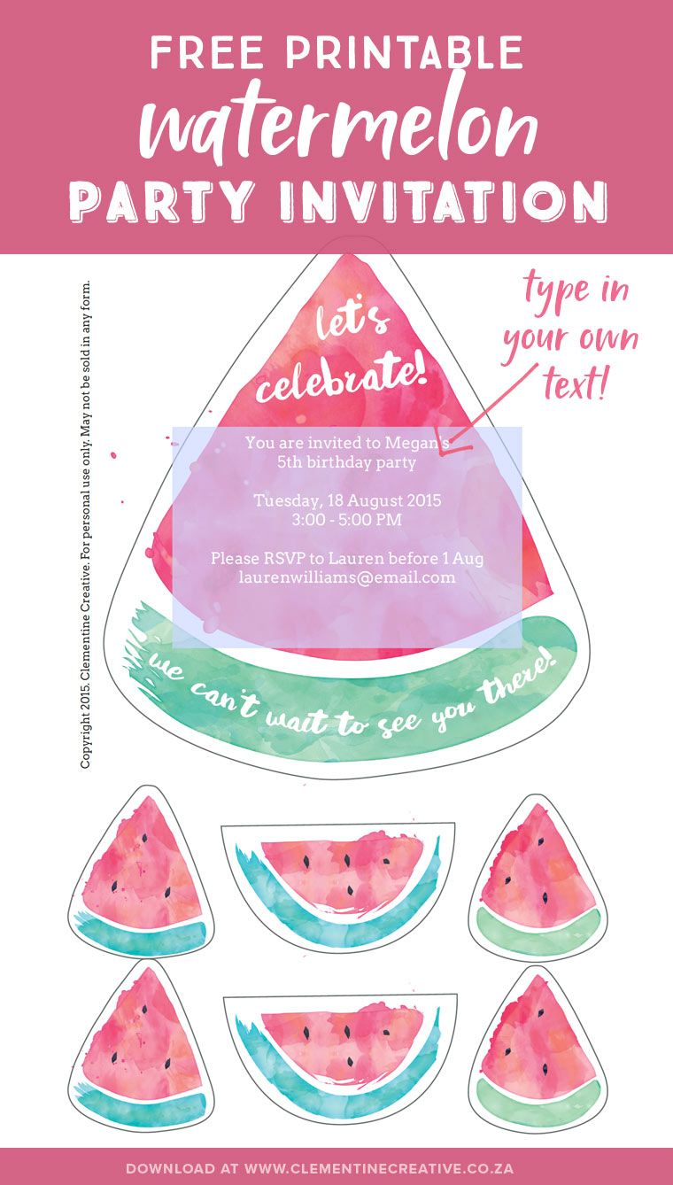 Free Printable Watermelon Party Invitations Download The Templates 