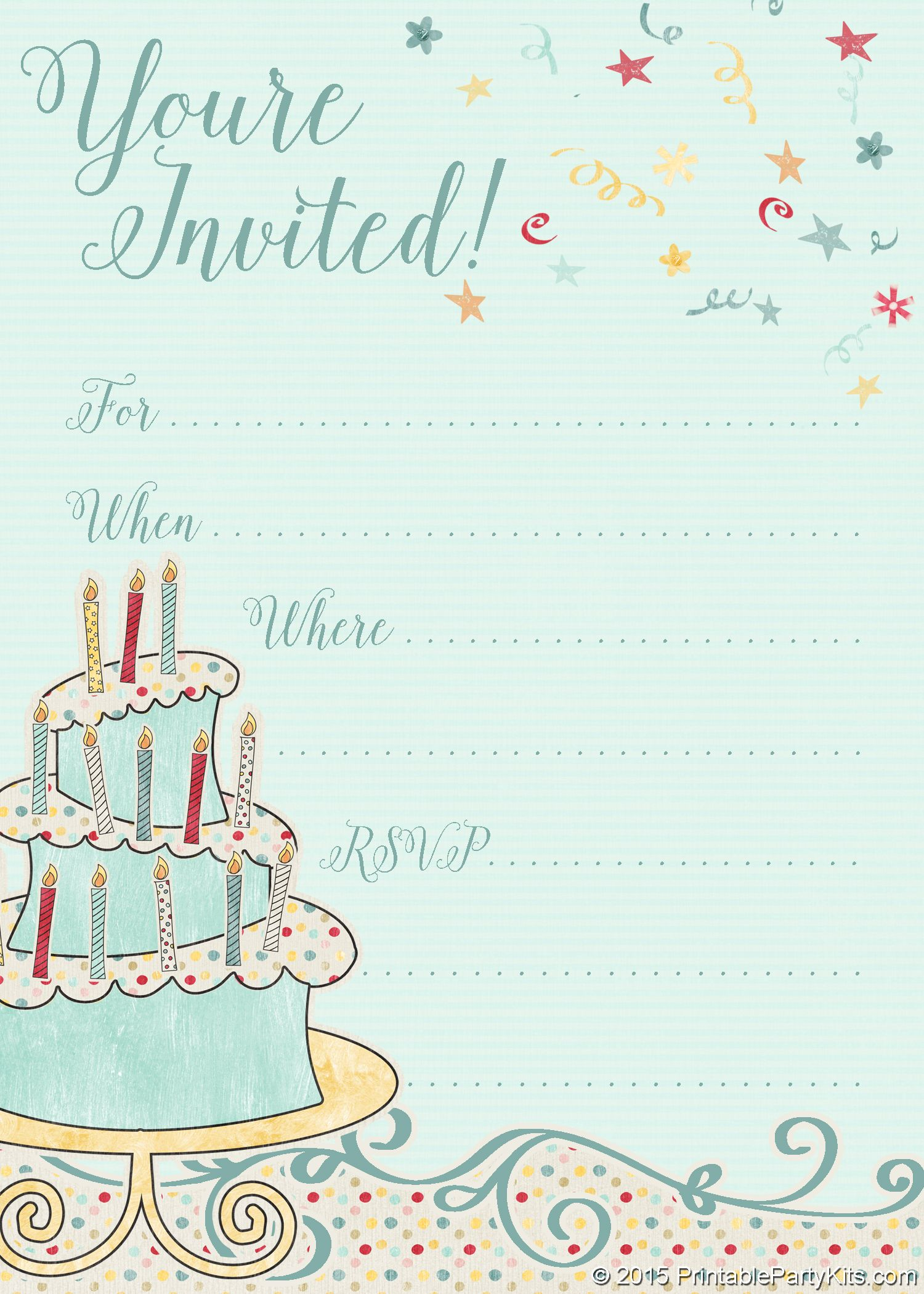 FREE Printable Whimsical Birthday Party Invitation Template Birthday