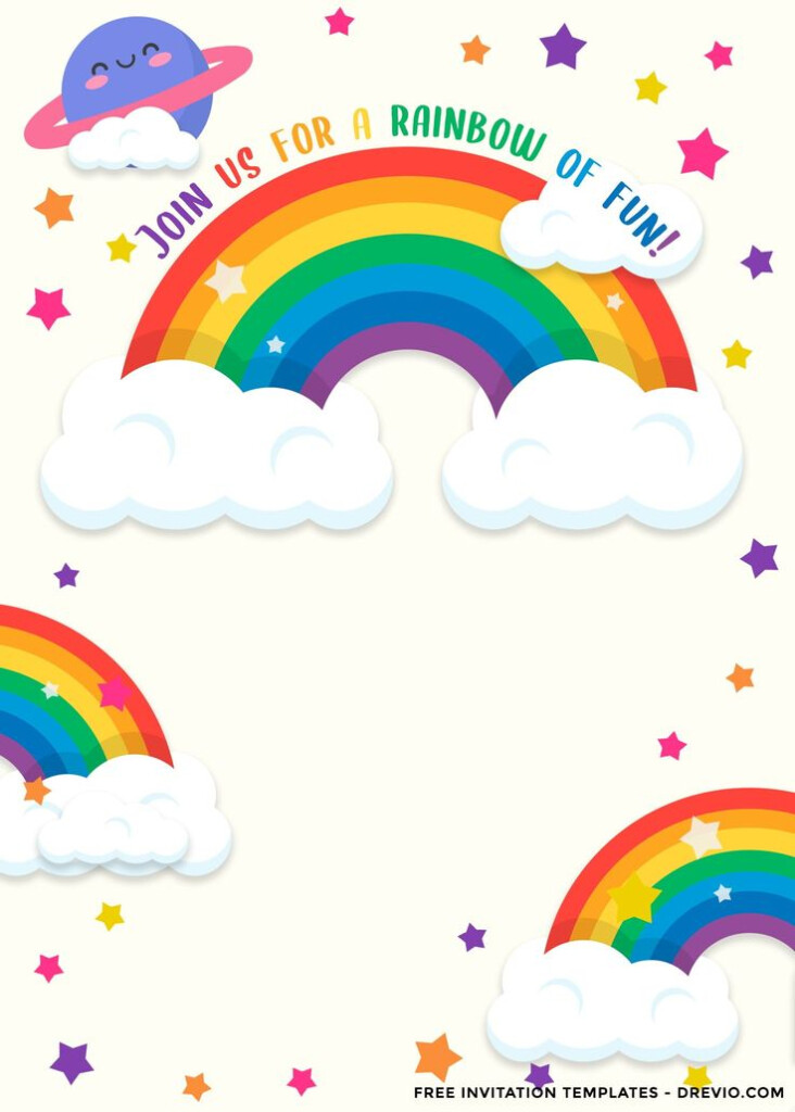 Free Rainbow Party Invitation Template Printable Templates