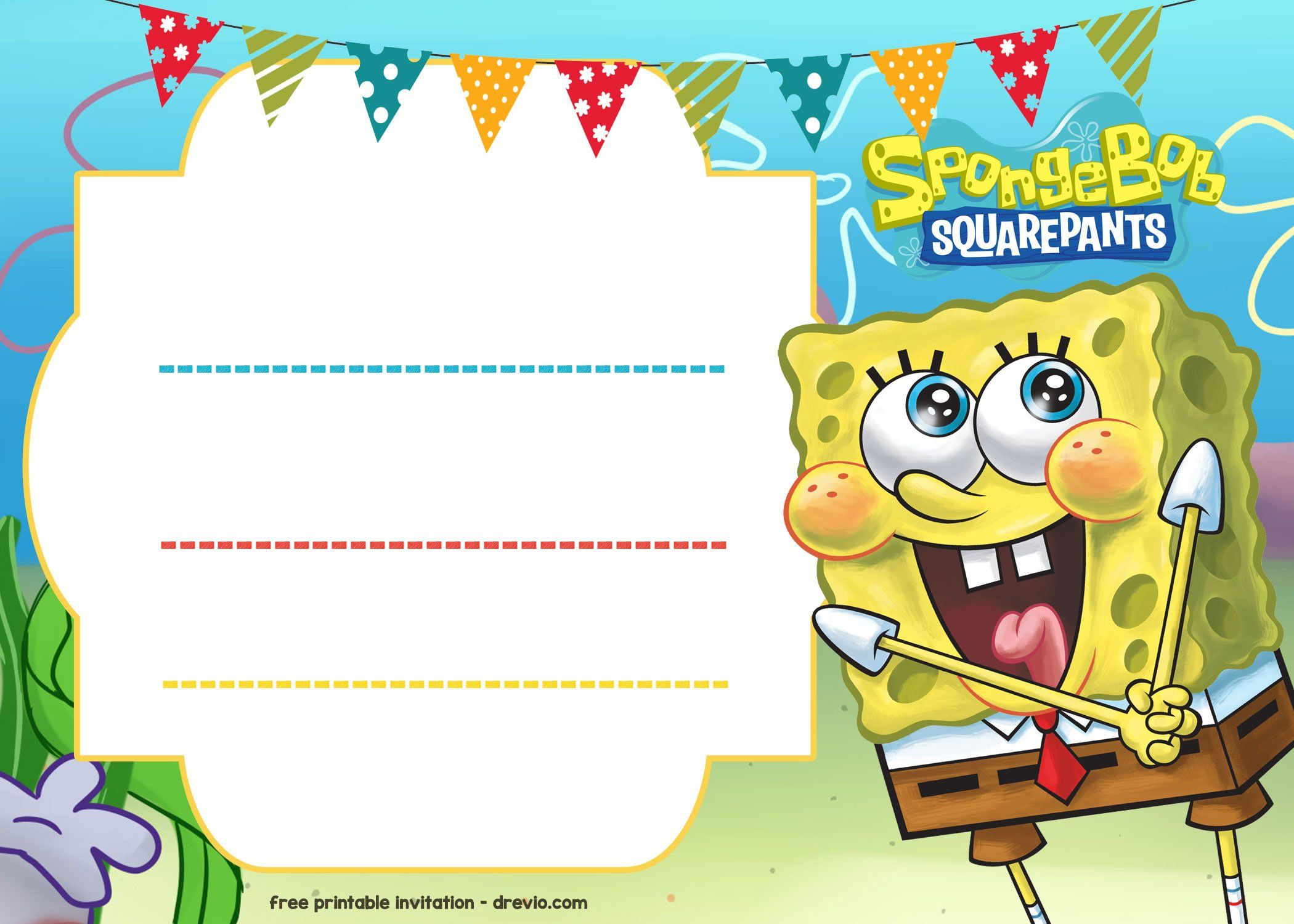 FREE Spongebob Birthday Invitation Template Printable Birthday 