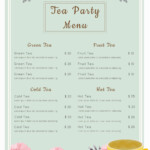 Free Tea Party Menu Template In Adobe Photoshop Illustrator Microsoft