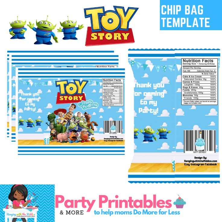 FREE TOY STORY PRINTABLE Party Favor Chip Bags Template Toy Story 