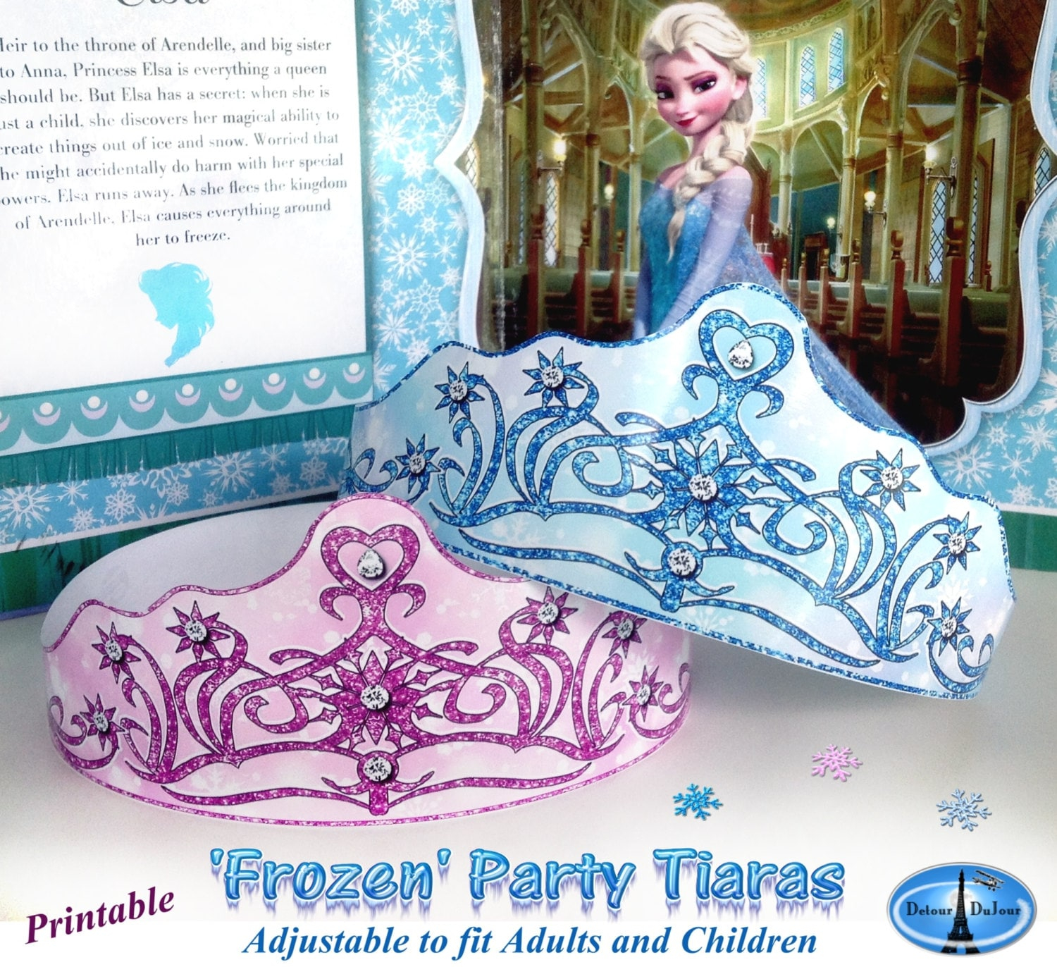 Frozen Party Hats Crowns Printable Frozen Party Printables Etsy