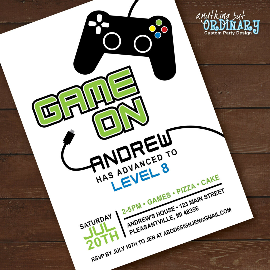 Game On Birthday Invitation Level Up Printable Video Game Party 