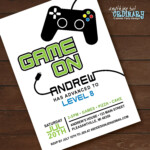 Game On Birthday Invitation Level Up Printable Video Game Party