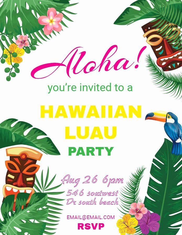 Hawaiian Party Invitation Template Free Unique Hawaiian Party