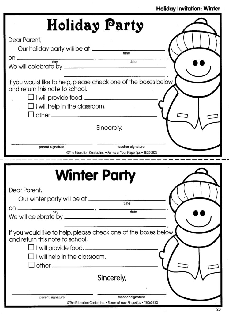 Holiday Party Winter Party Classroom Invitations School Christmas 