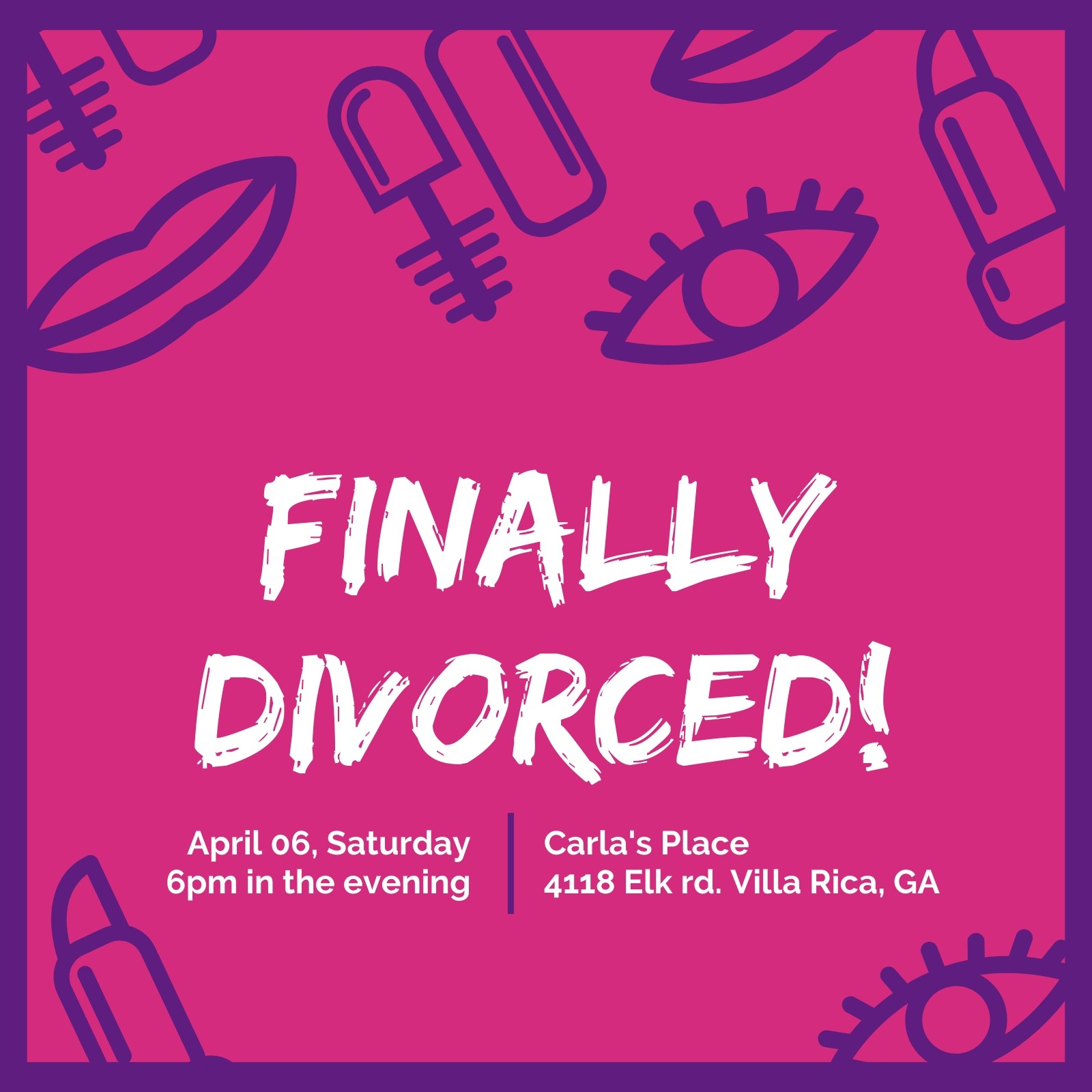 Hot Pink Divorce Party Ideas Invitation Templates By Canva