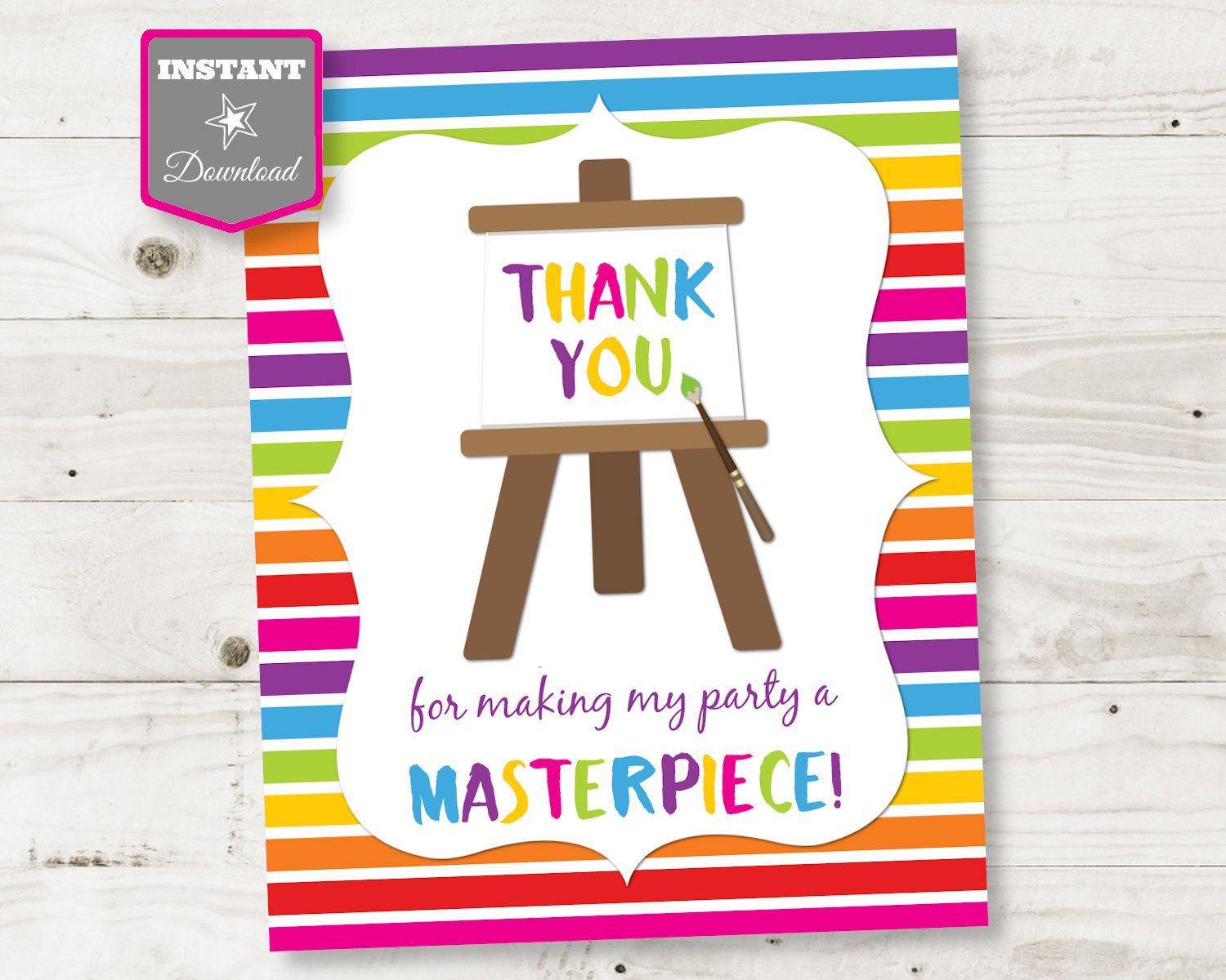 INSTANT DOWNLOAD Printable Art 8x10 Thank You Masterpiece Party Sign 