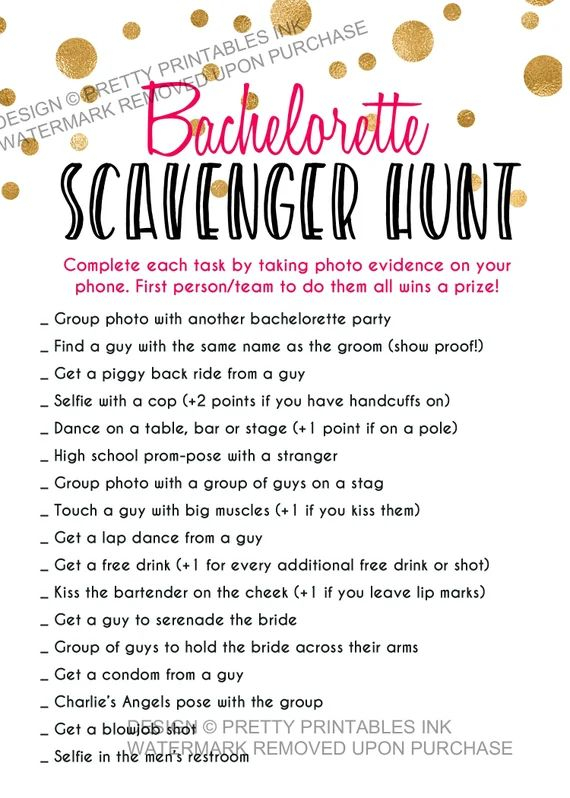 INSTANT DOWNLOAD Printable Bachelorette Scavenger Hunt Game Etsy In 