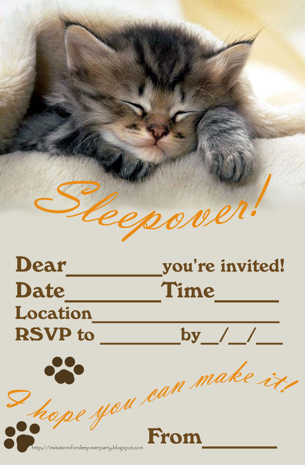 INVITATIONS FOR SLEEPOVER PARTY