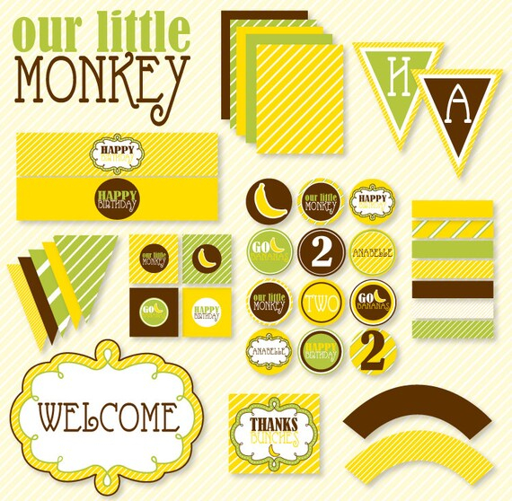 Items Similar To Monkey Party PRINTABLE Full Birthday Party By Love The 