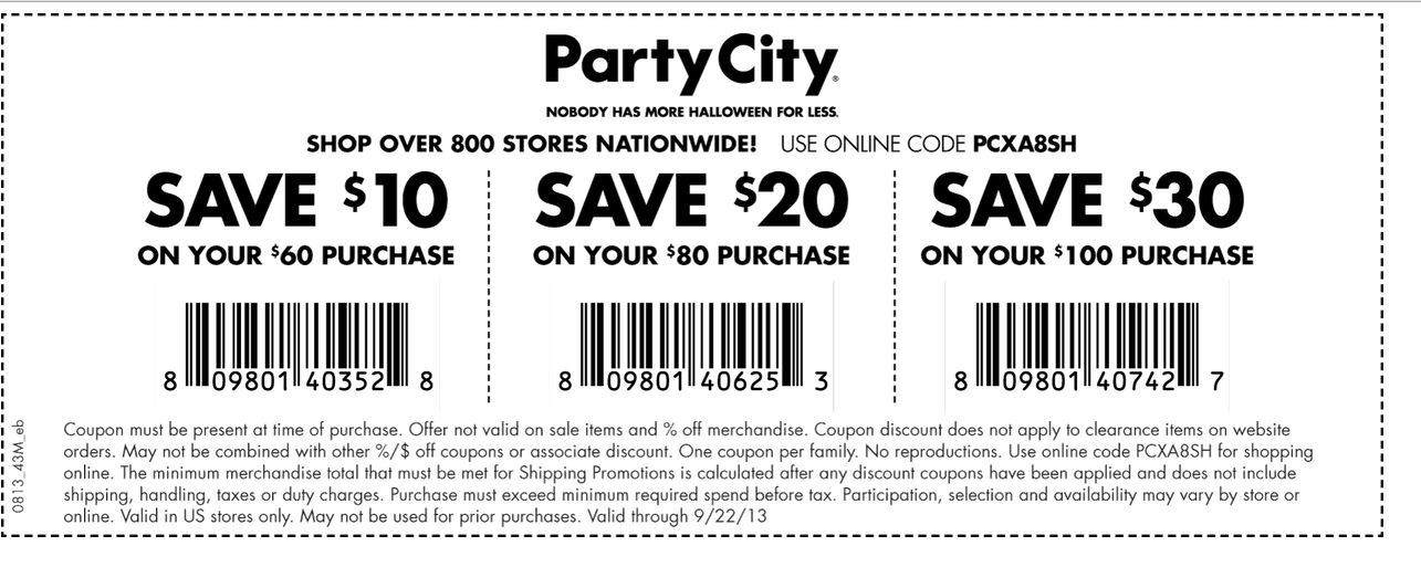 Josie s Smitty Deals Party City Coupon 10 Off 60 Purchase Till 9 22